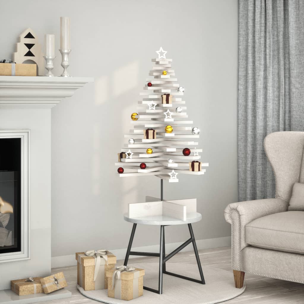 vidaXL Wooden Christmas Tree for Decoration White 100 cm Solid Wood Pine