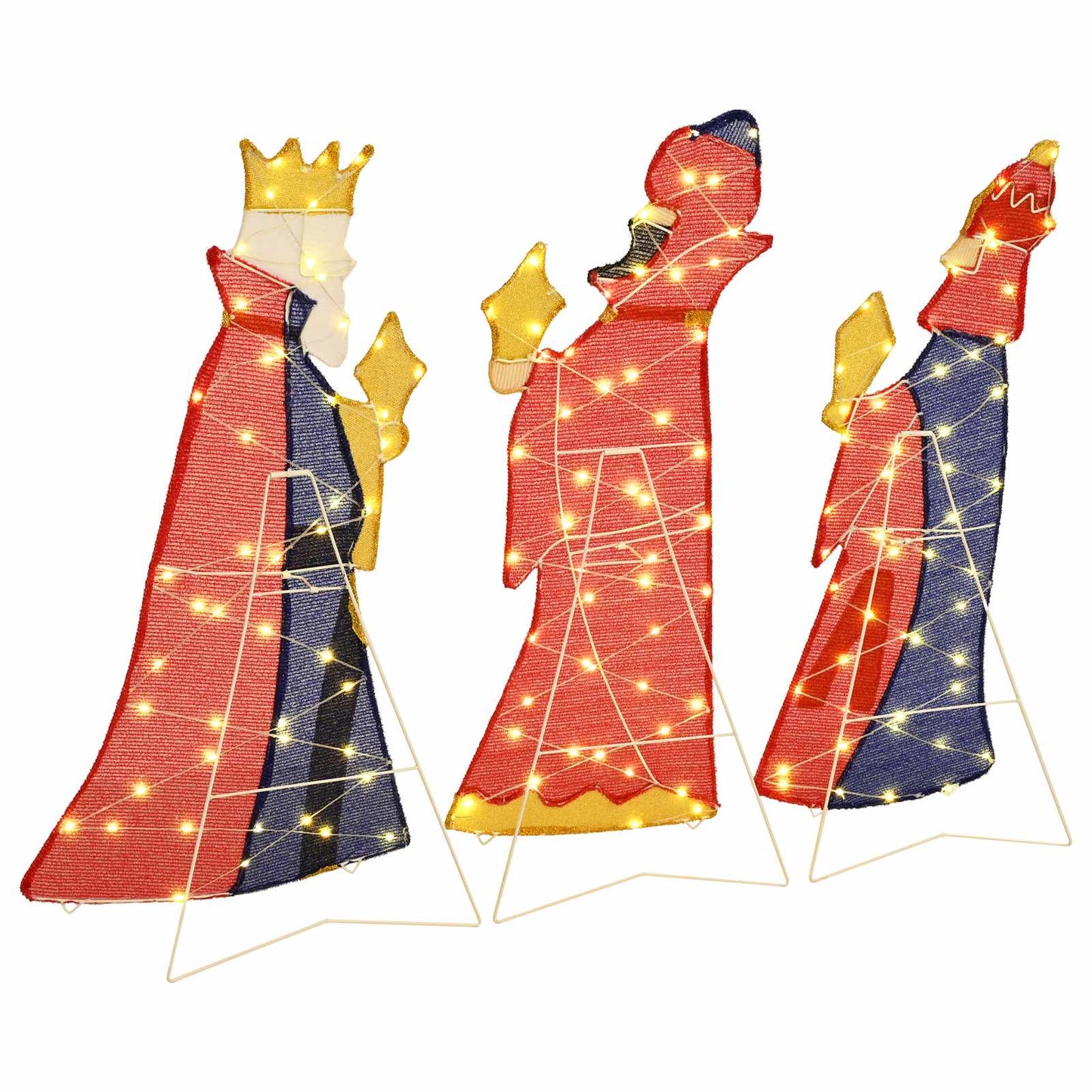 3 Wise Men Christmas Lighting 3 pcs Warm White 105 cm Fabric