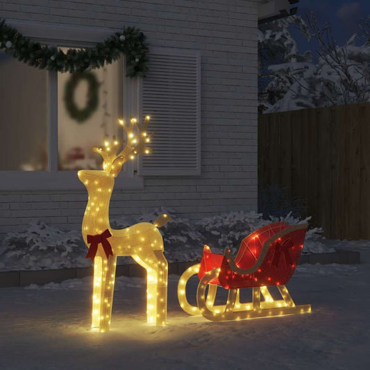 vidaXL Christmas Decoration Reindeer and Sleigh 100 LEDs Warm White