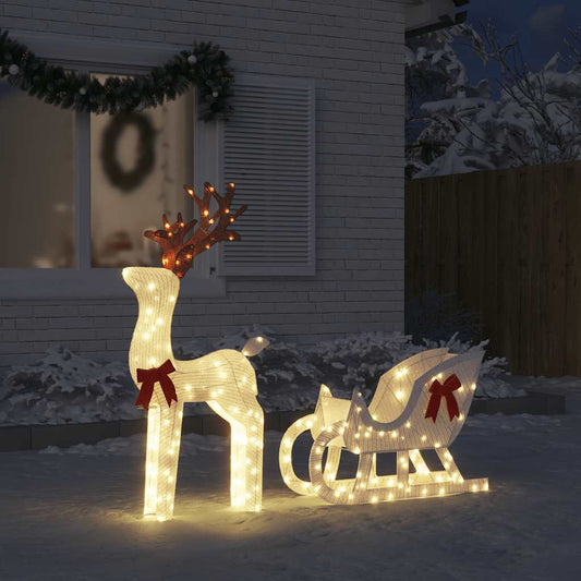 vidaXL Christmas Decoration Reindeer and Sleigh 100 LEDs Cold White