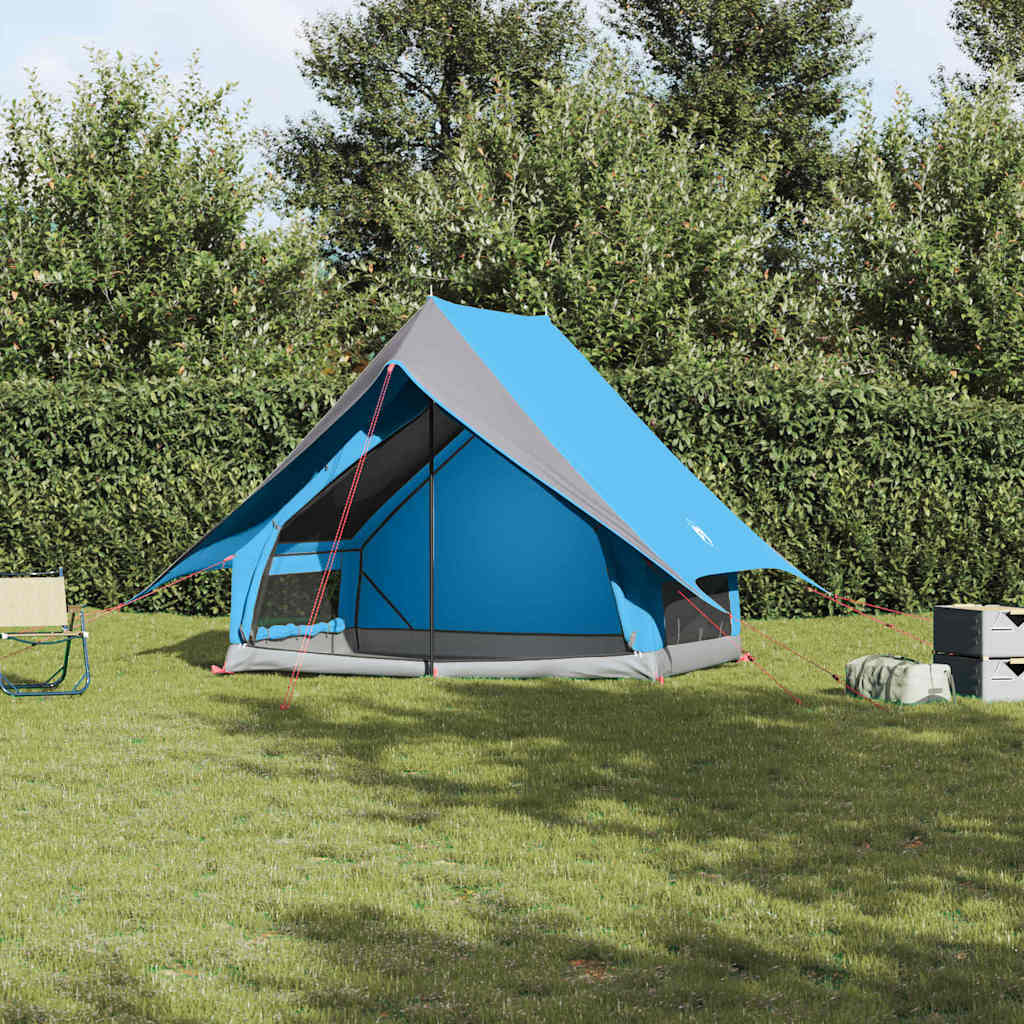 Family Tent with Roof Blue and Grey 220 x 220 x 184 cm