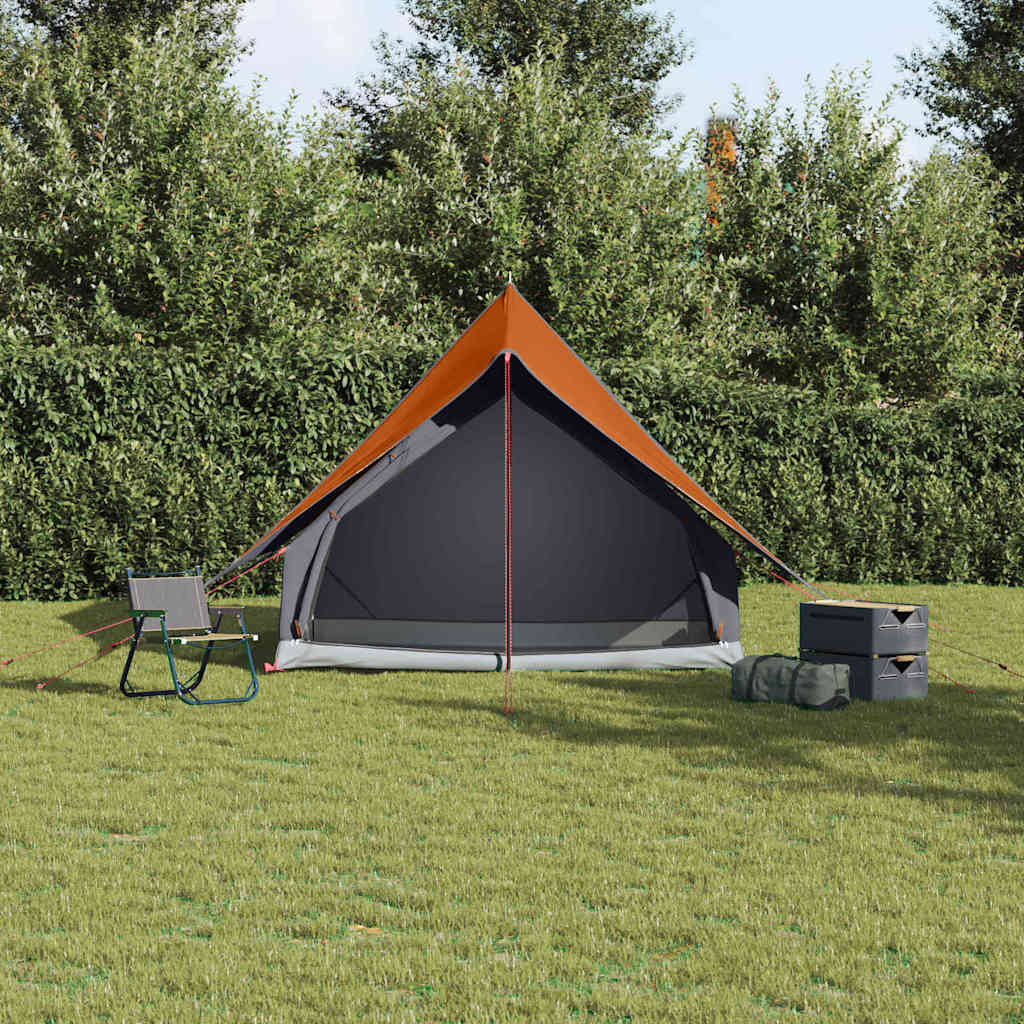 Family Tent with Roof Grey and Orange 220 x 220 x 184 cm