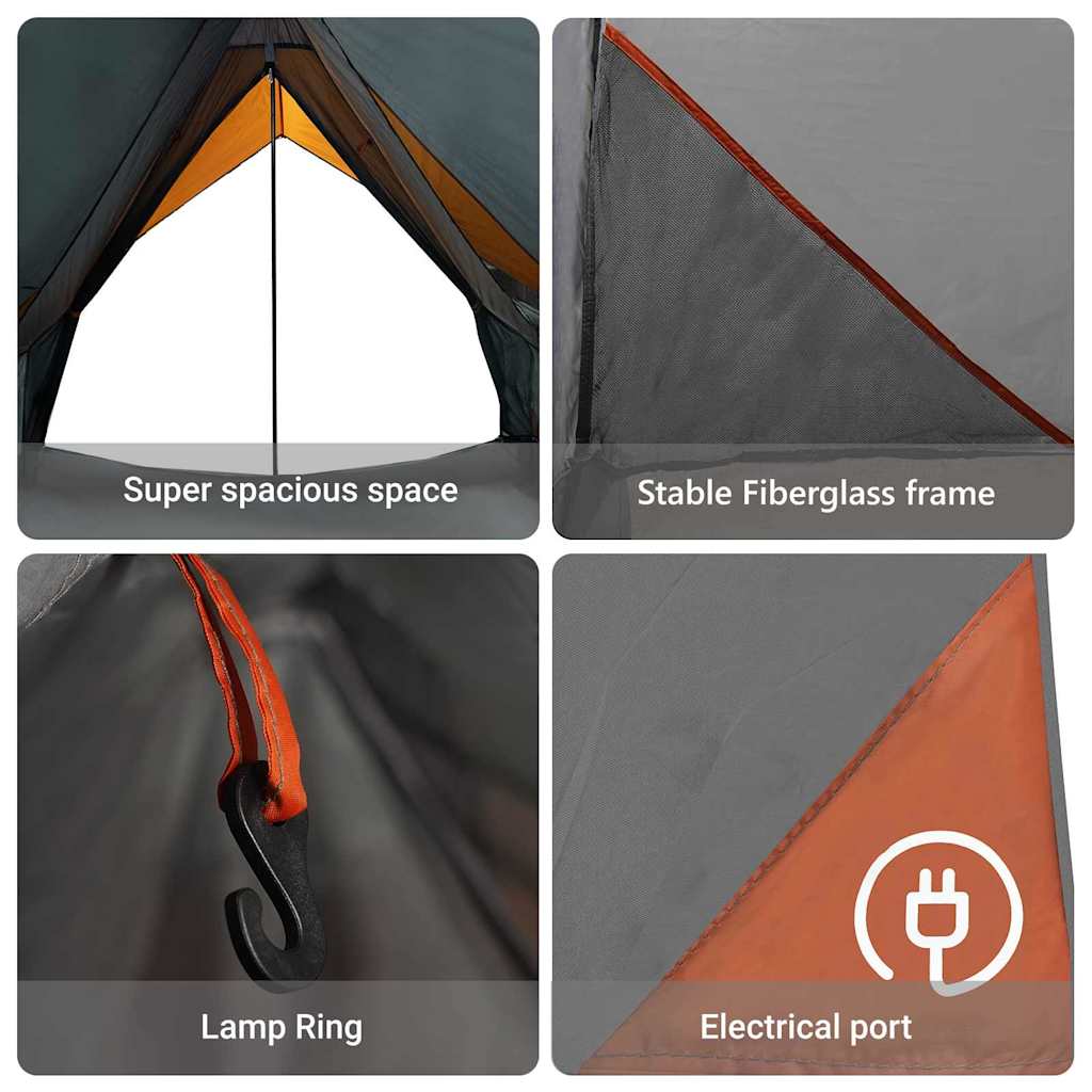 Family Tent with Roof Grey and Orange 220 x 220 x 184 cm