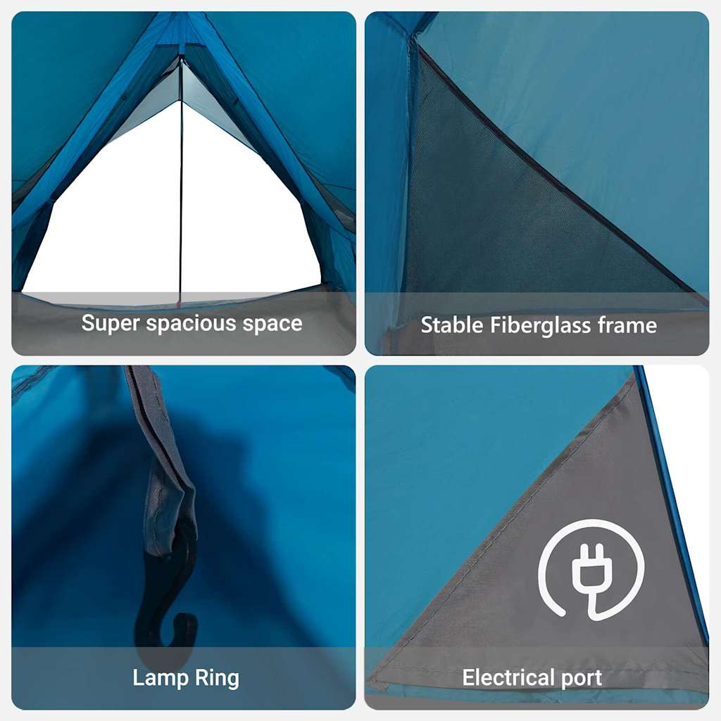 Family Tent with Roof Blue and Grey 256 x 256 x 185 cm