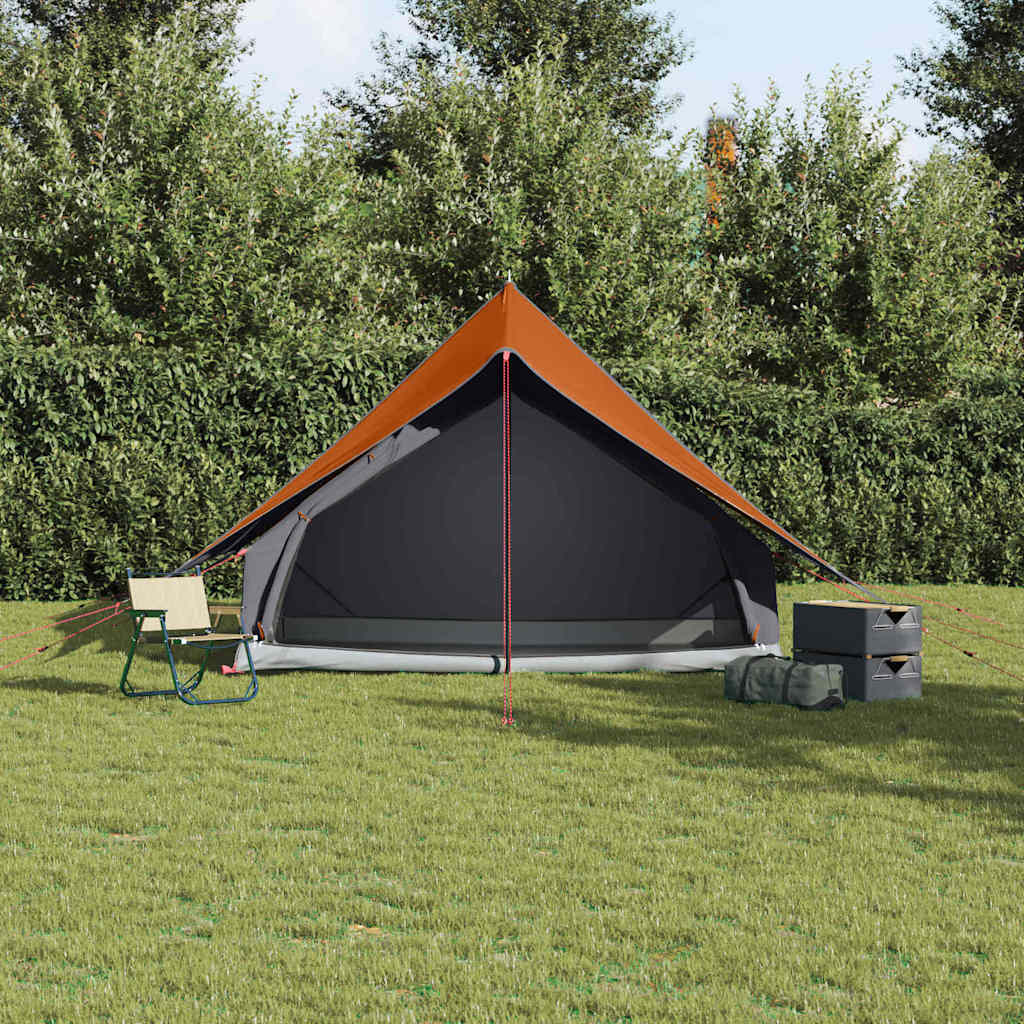 Family Tent with Roof Grey and Orange 256 x 256 x 185 cm