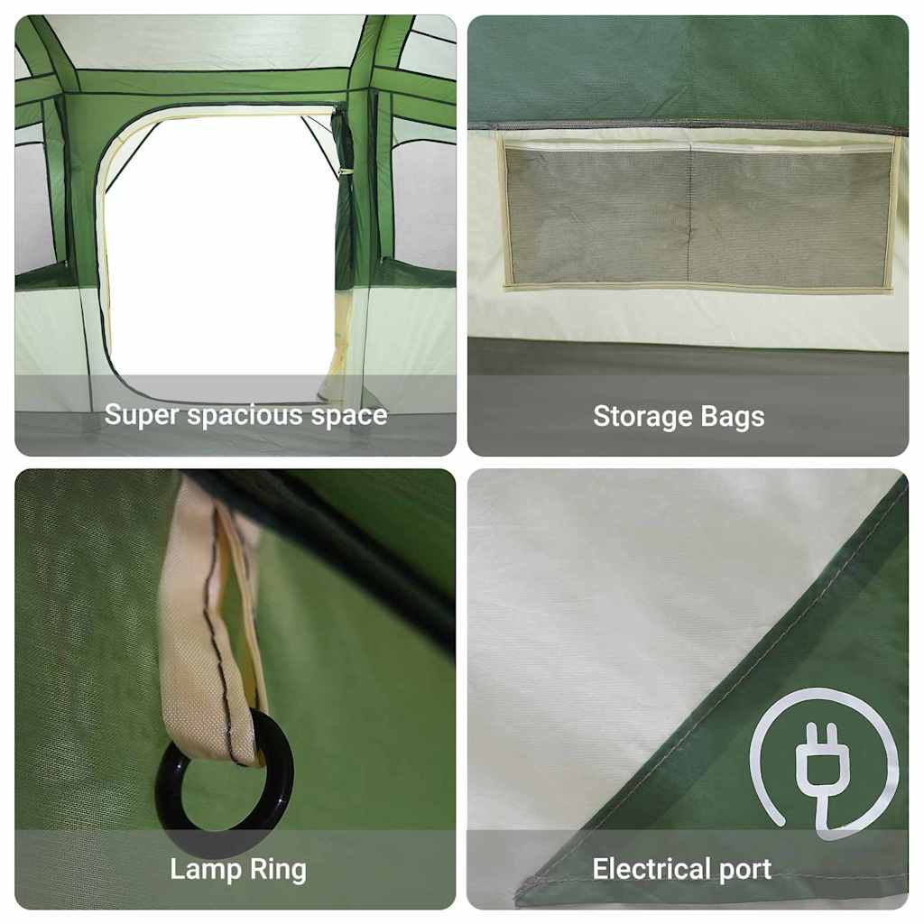 Family Tent with Roof White and Green 435 x 255 x 216 cm