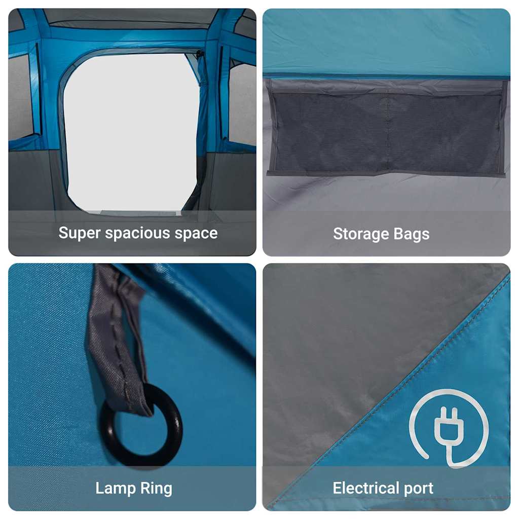 Family Tent with Roof Blue and Grey 435 x 255 x 216 cm