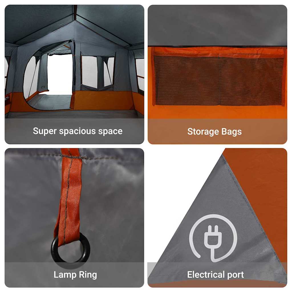 Family Tent Grey and Orange 620 x 322 x 240 cm Polyester