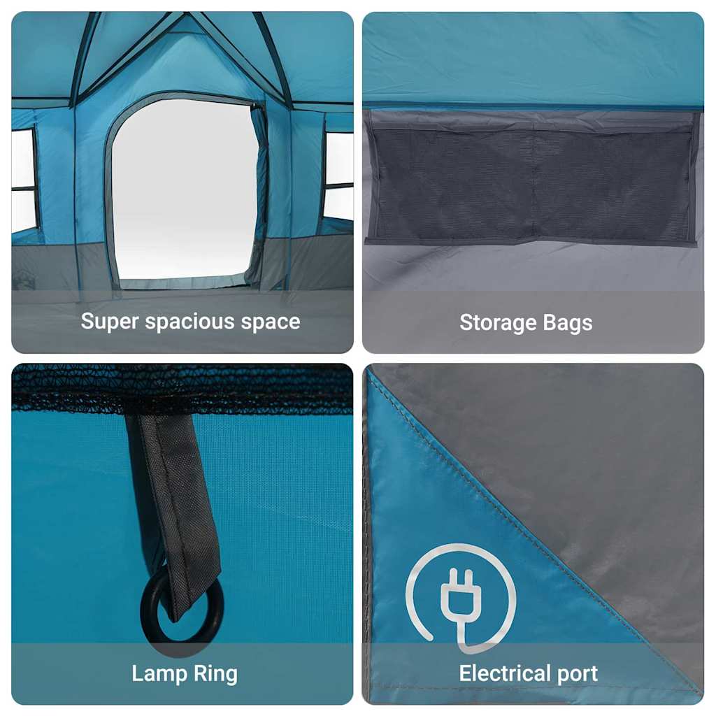 Family Tent with Roof Blue and Grey 622 x 295 x 238 cm