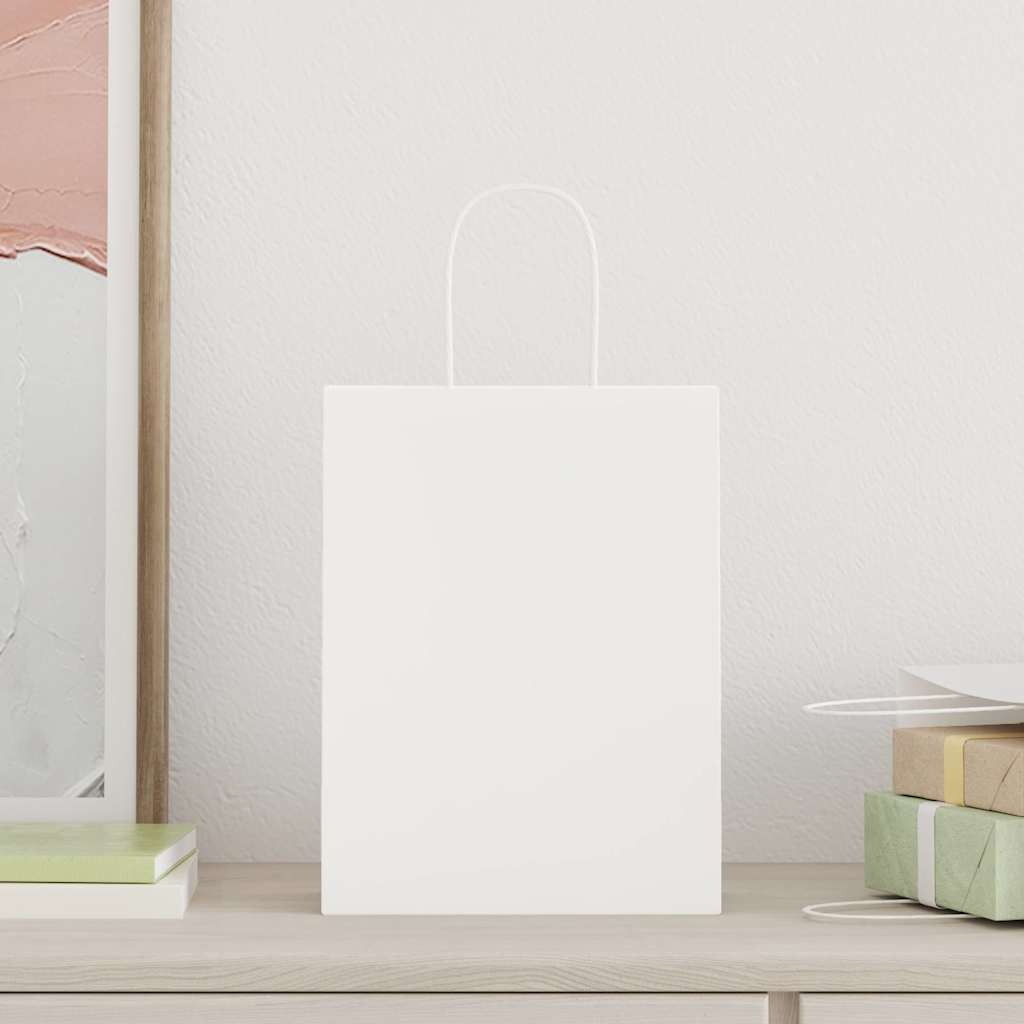 Paper Bags 50 pcs with Handles White 21x11x28 cm