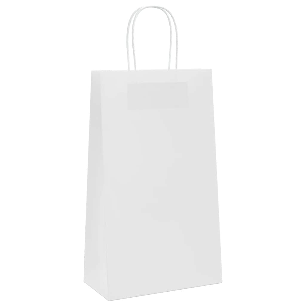 Paper Bags 50 pcs with Handles White 21x11x36 cm