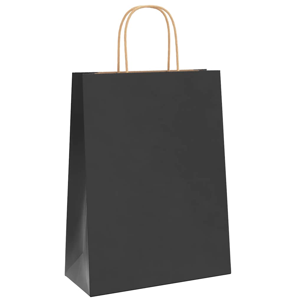 Paper Bags 250 pcs with Handles Black 26x12x35 cm