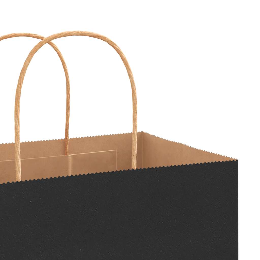 Paper Bags 250 pcs with Handles Black 26x12x35 cm