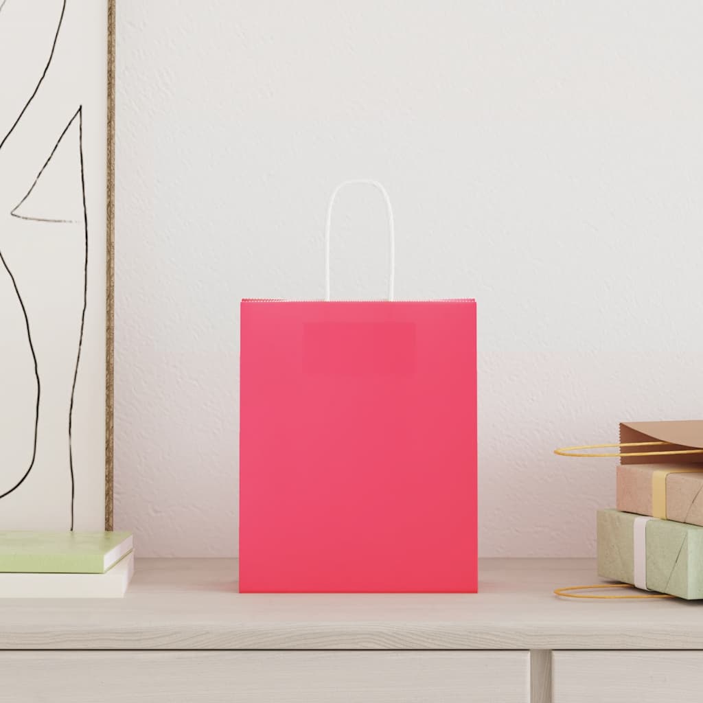 Paper Bags 50 pcs with Handles Pink 18x8x22 cm