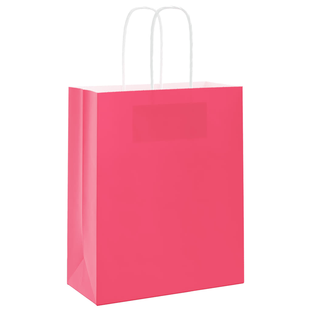 Paper Bags 50 pcs with Handles Pink 18x8x22 cm