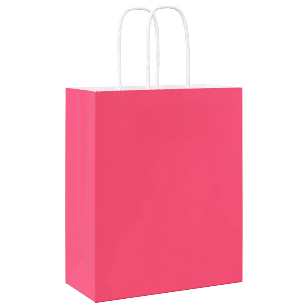 Paper Bags 50 pcs with Handles Pink 18x8x22 cm