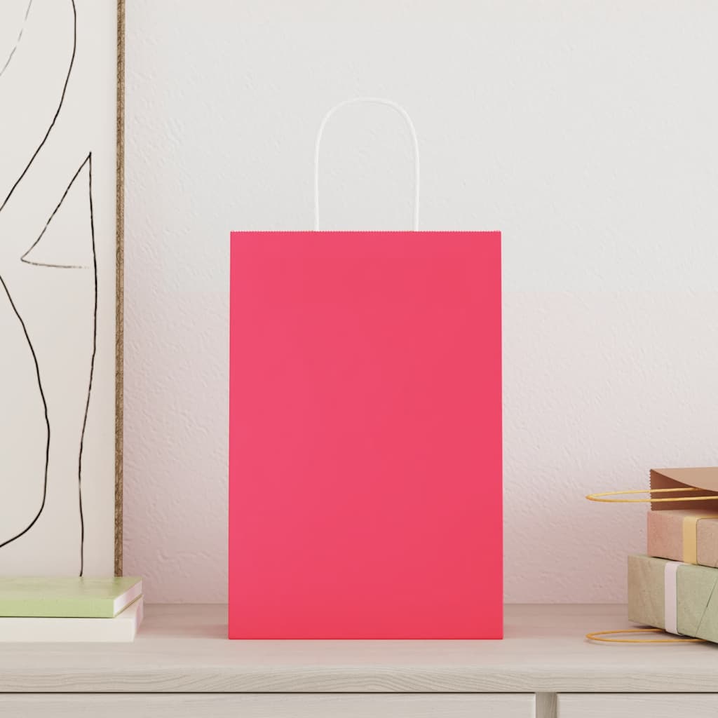 Paper Bags 50 pcs with Handles Pink 21x11x31 cm