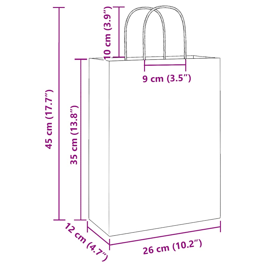Paper Bags 50 pcs with Handles Pink 26x12x35 cm