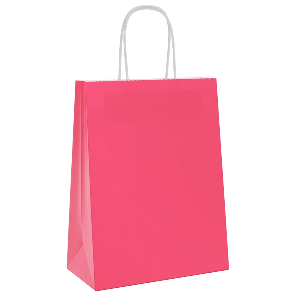 Paper Bags 250 pcs with Handles Pink 21x11x28 cm