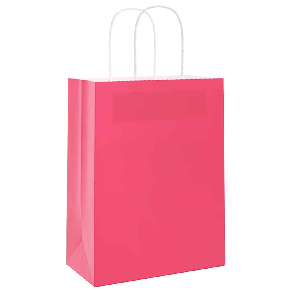 Paper Bags 250 pcs with Handles Pink 21x11x28 cm