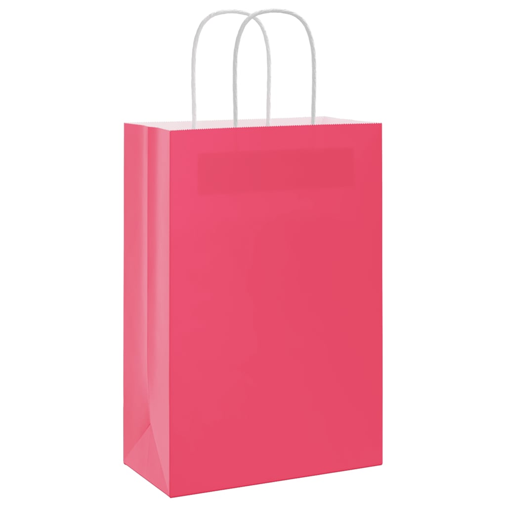 Paper Bags 250 pcs with Handles Pink 21x11x31 cm