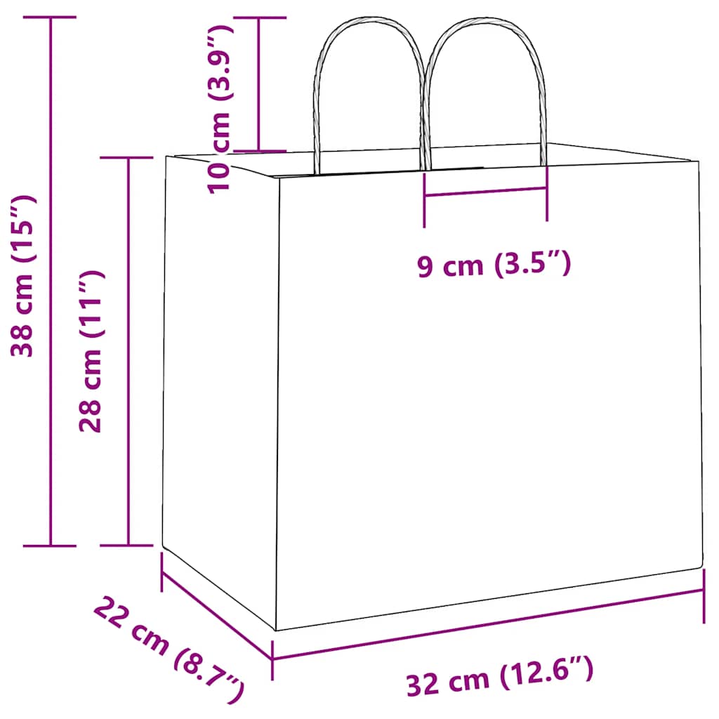 Paper Bags 250 pcs with Handles Pink 32x22x28 cm