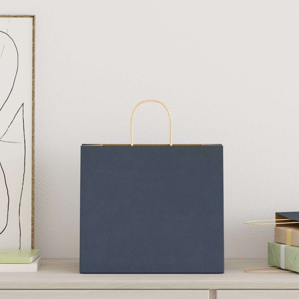 Paper Bags 250 pcs with Handles Blue 32x22x28 cm