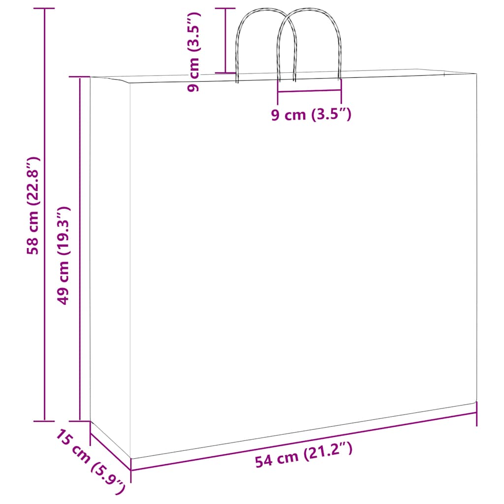 Paper Bags 250 pcs with Handles Blue 54x15x49 cm