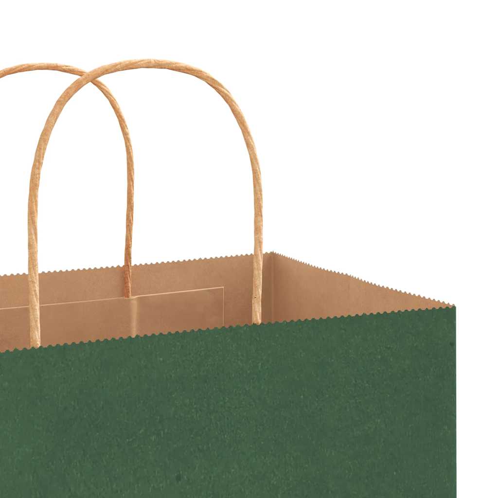 Paper Bags 250 pcs with Handles Green 21x11x31 cm