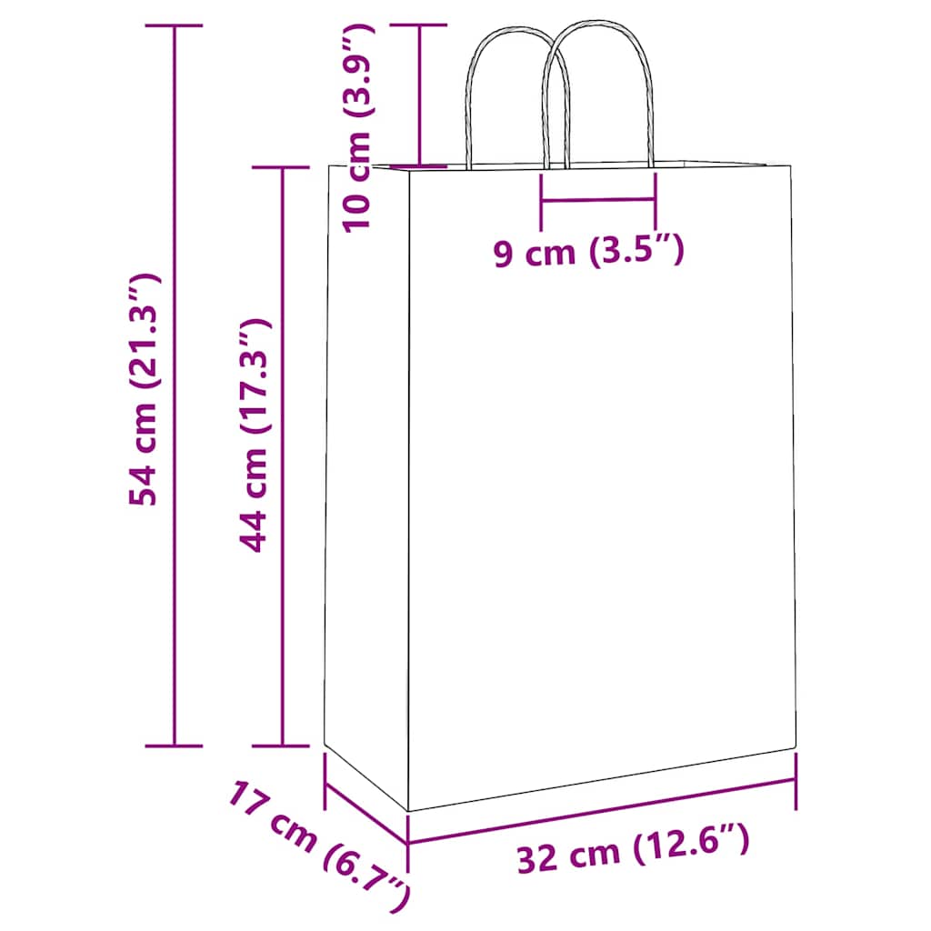 Paper Bags 250 pcs with Handles Green 32x17x44 cm