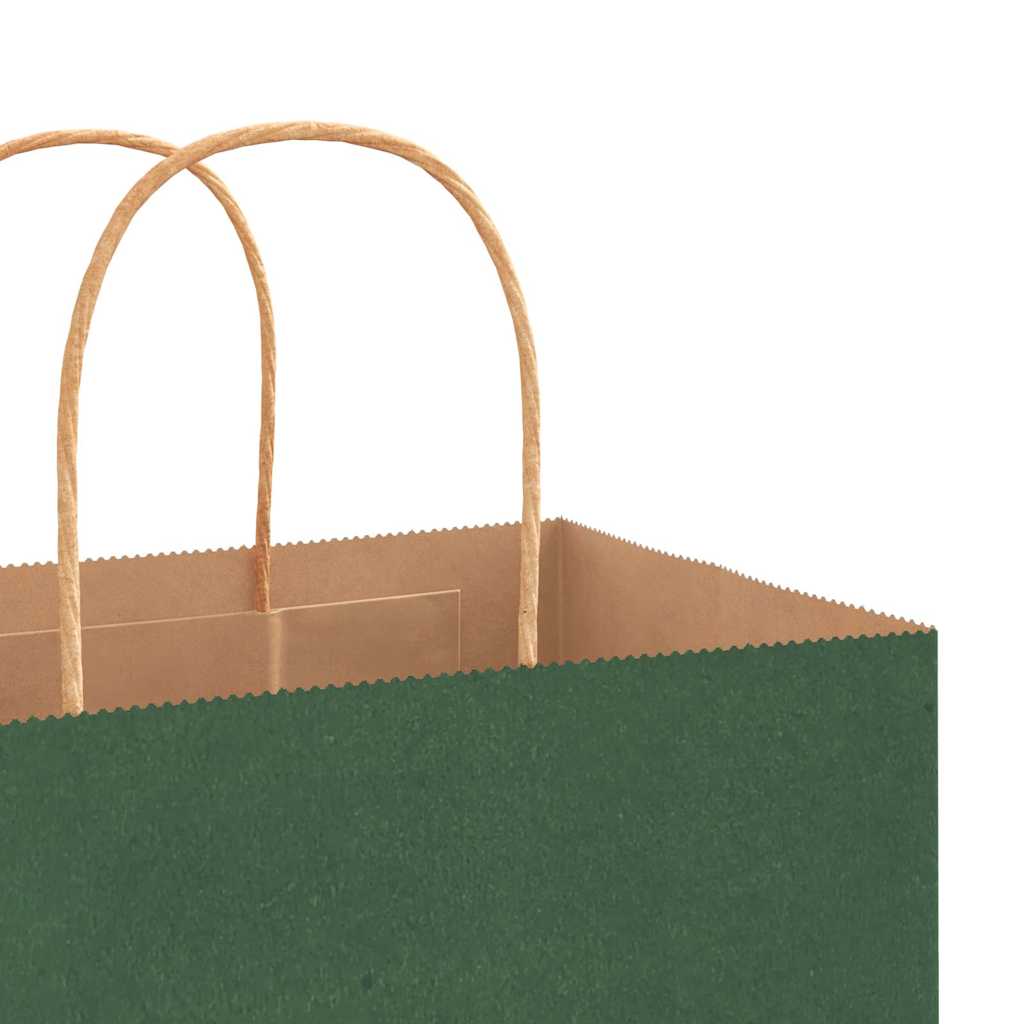 Paper Bags 250 pcs with Handles Green 32x17x44 cm