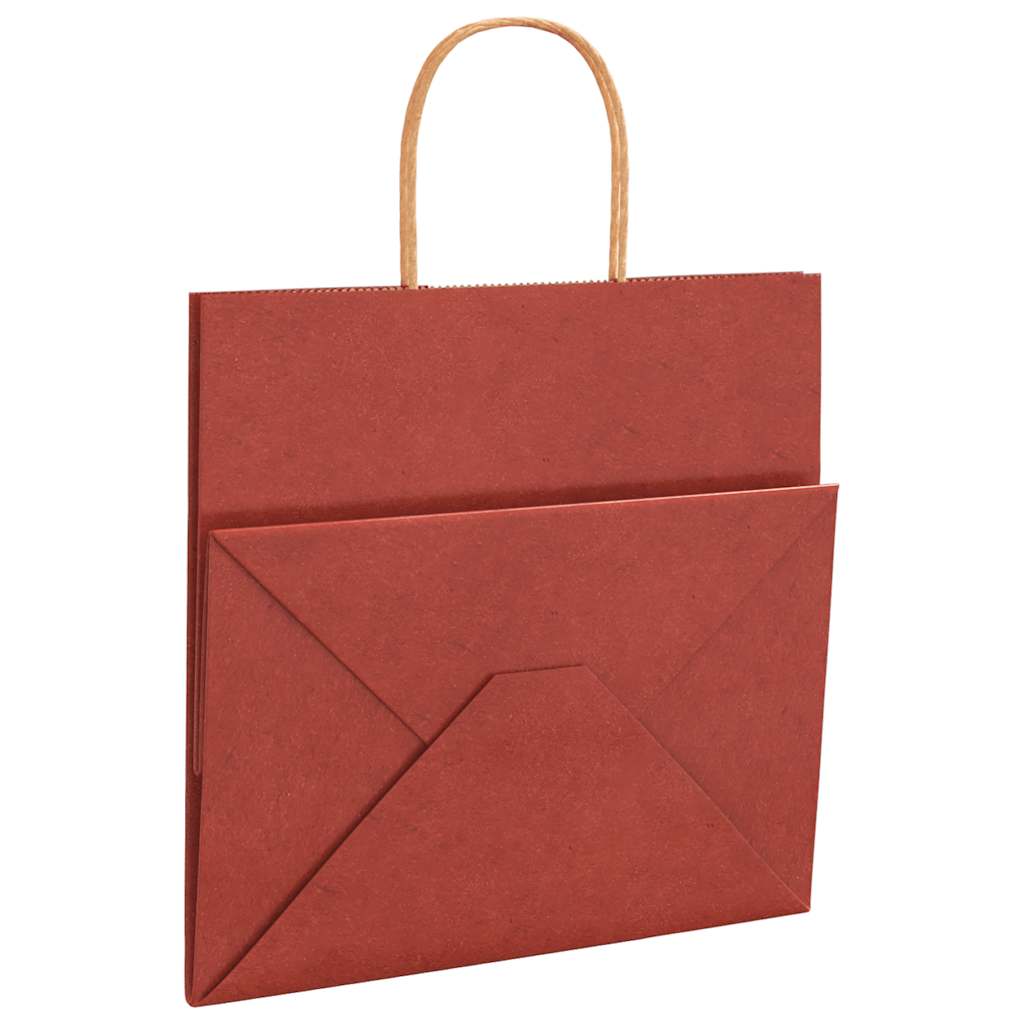 Paper Bags 250 pcs with Handles Red 26x17x25 cm