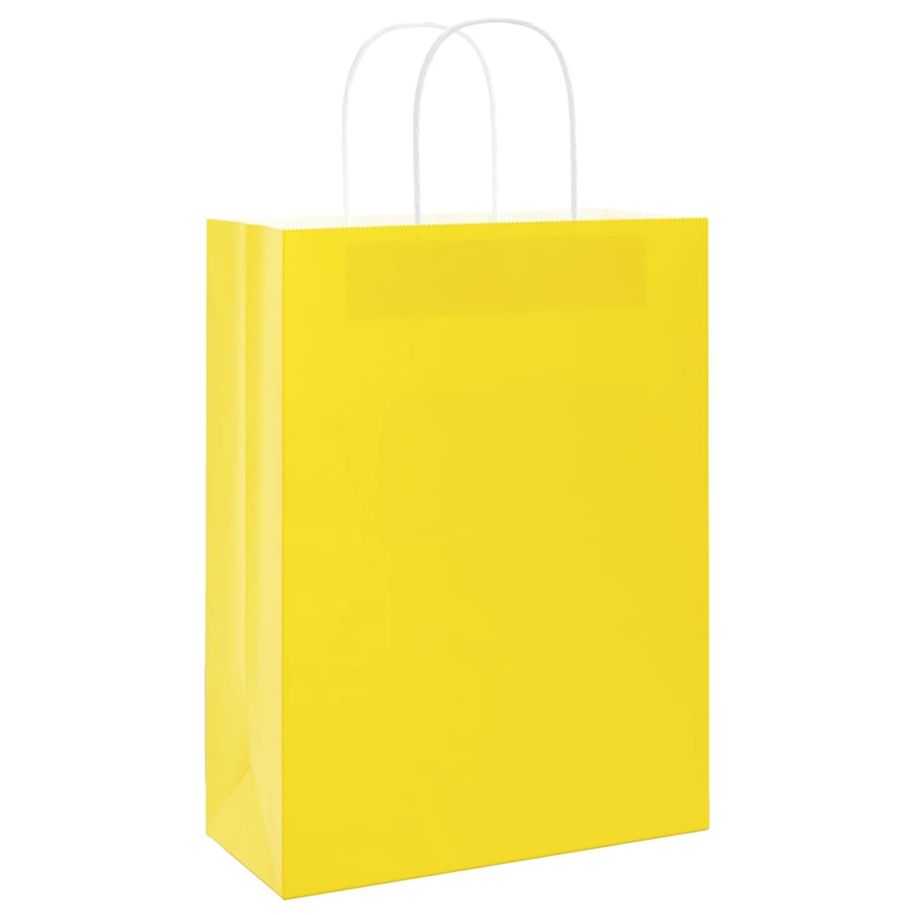 Paper Bags 50 pcs with Handles Yellow 26x12x35 cm