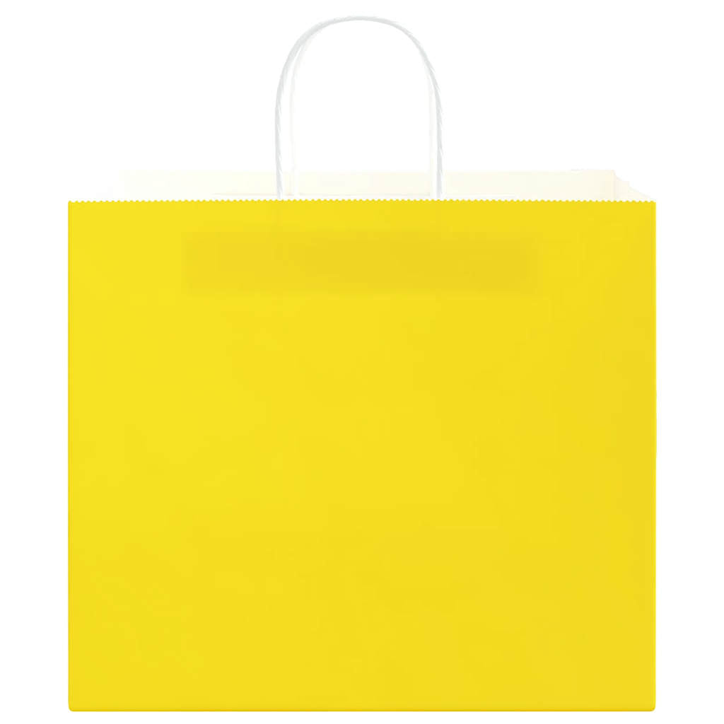 Paper Bags 250 pcs with Handles Yellow 32x22x28 cm