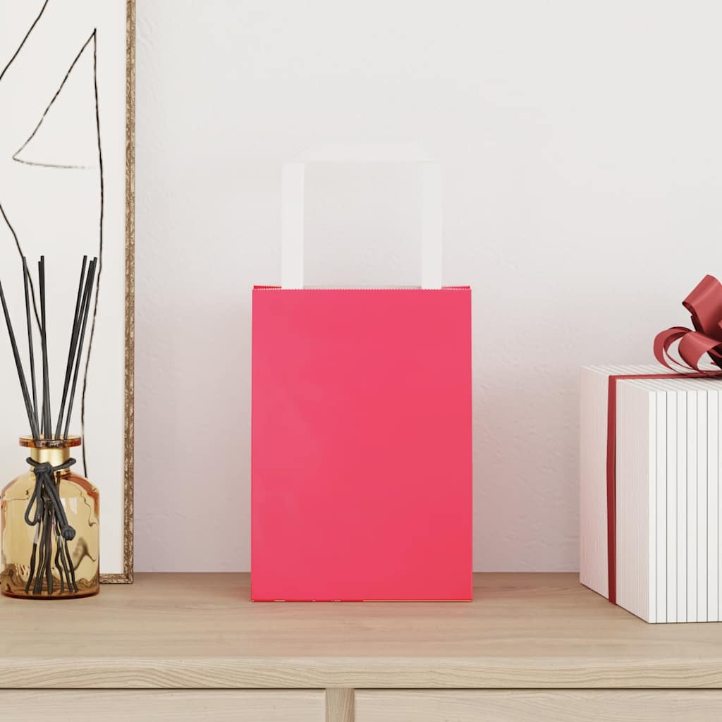 Paper Bags 250 pcs with Handles Pink 15x8x21 cm