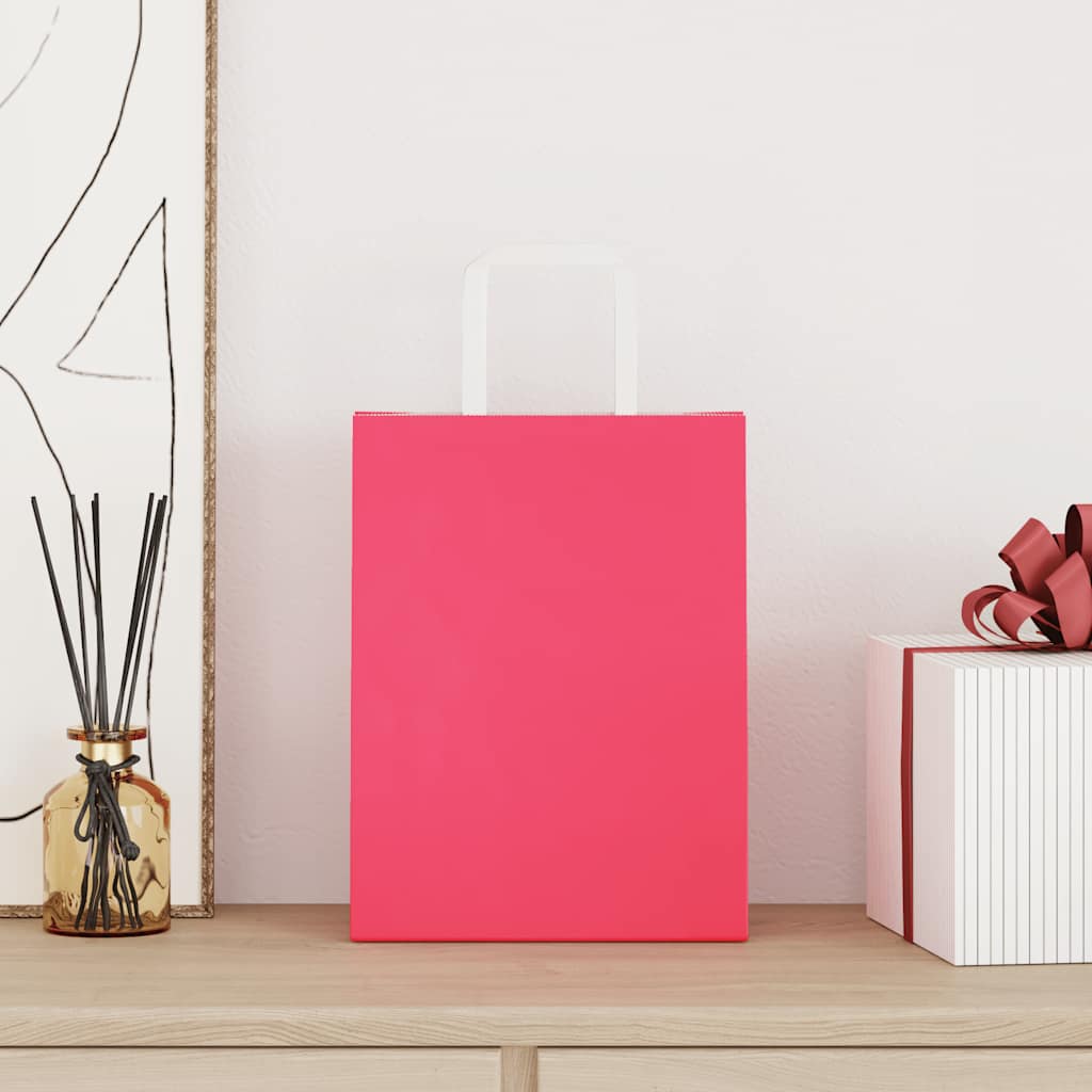 Paper Bags 250 pcs with Handles Pink 21x11x28 cm
