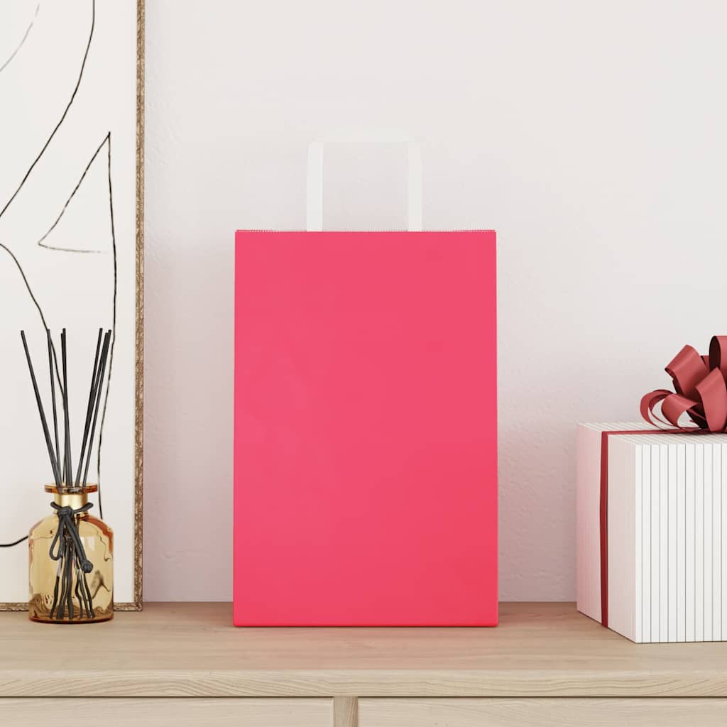 Paper Bags 250 pcs with Handles Pink 21x11x31 cm