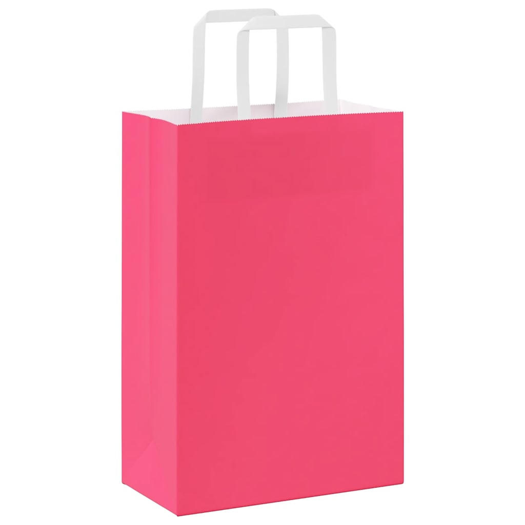 Paper Bags 250 pcs with Handles Pink 21x11x31 cm