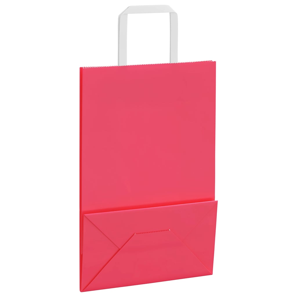 Paper Bags 250 pcs with Handles Pink 21x11x31 cm