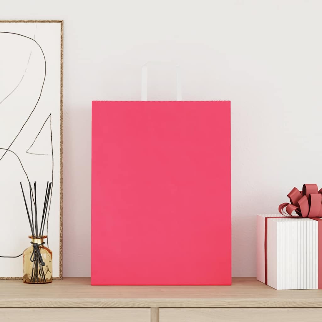 Paper Bags 250 pcs with Handles Pink 32x12x42 cm