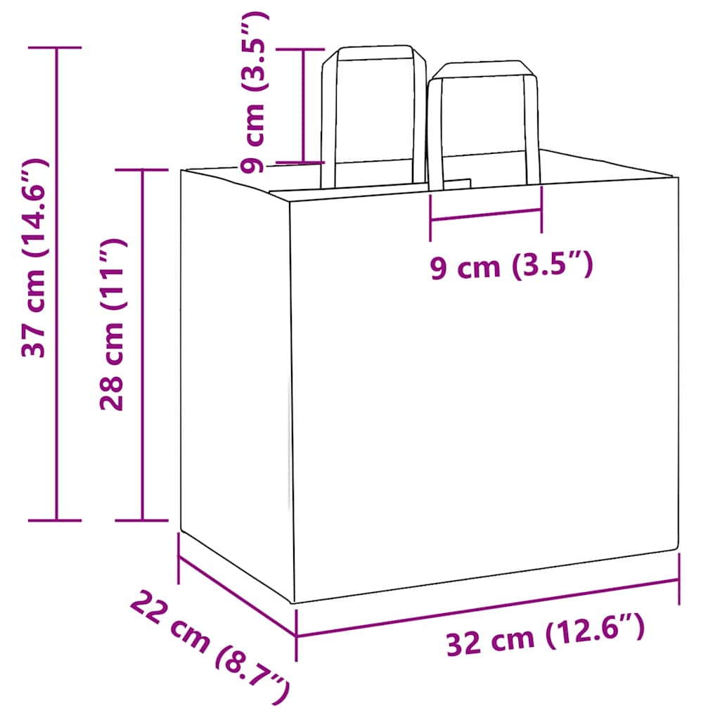 Paper Bags 250 pcs with Handles Pink 32x22x28 cm