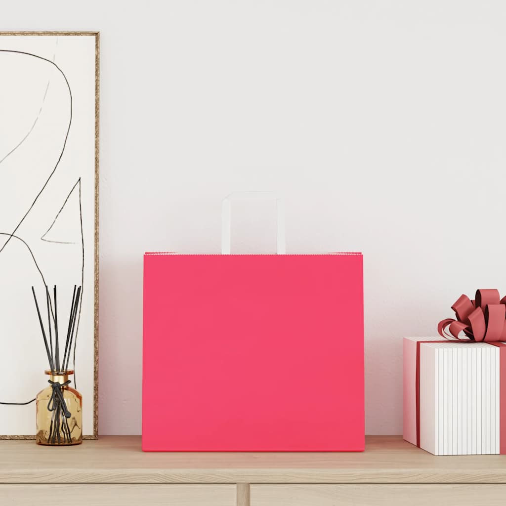 Paper Bags 250 pcs with Handles Pink 32x22x28 cm