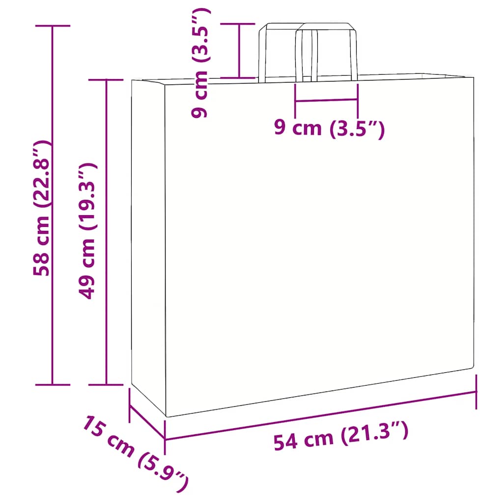 Paper Bags 250 pcs with Handles Pink 54x15x49 cm