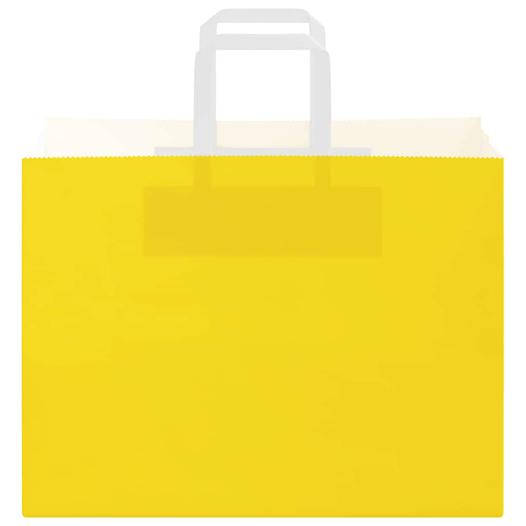 Paper Bags 250 pcs with Handles Yellow 32x17x25 cm