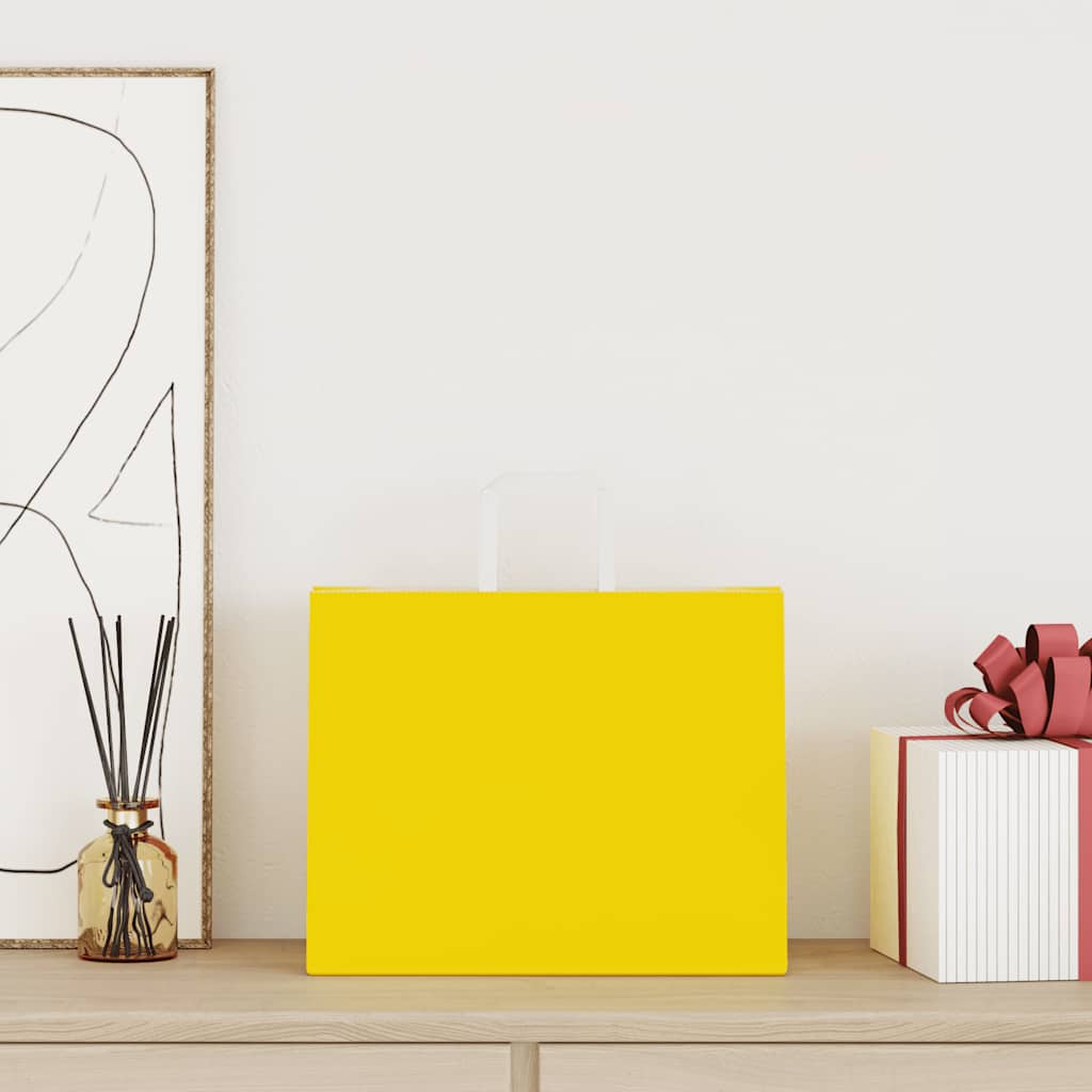 Paper Bags 250 pcs with Handles Yellow 32x22x24 cm