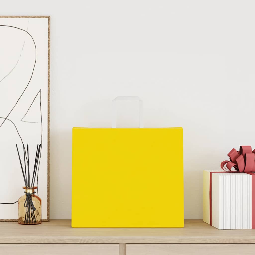 Paper Bags 250 pcs with Handles Yellow 32x22x28 cm