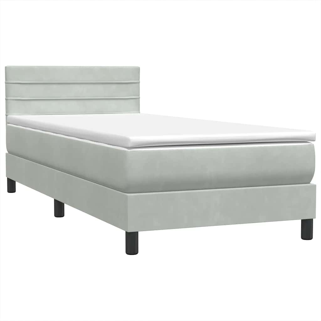 vidaXL Box Spring Bed with Mattress Light Grey 80x210 cm Velvet