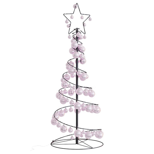 vidaXL Christmas Tree Light Cone with Baubles 80 LEDs Warm White 120 cm