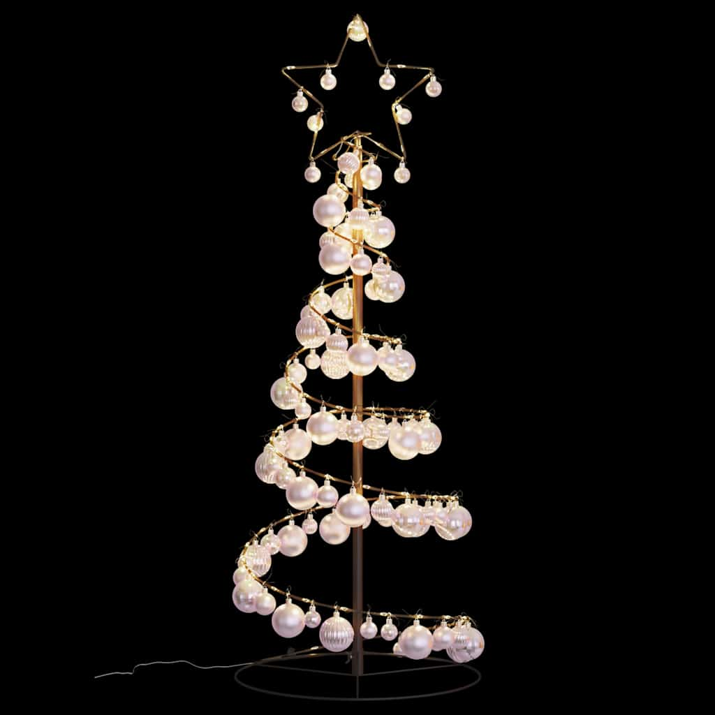 vidaXL LED Christmas Tree with Baubles 80 LEDs Warm White 120 cm