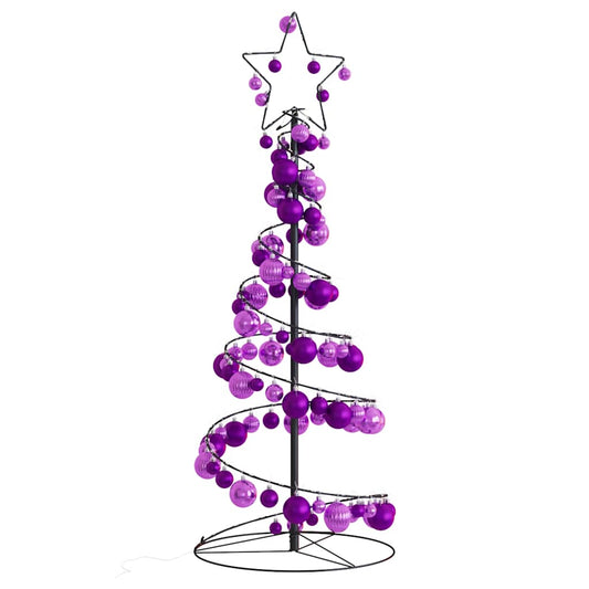 vidaXL Christmas Tree Light Cone with Baubles 80 LEDs Warm White 120 cm